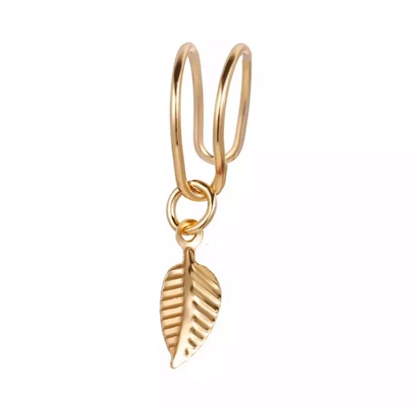Boho Minimalist Leaf Ear Cuff/Fake No-Pierce Clip - Picture 9 of 11